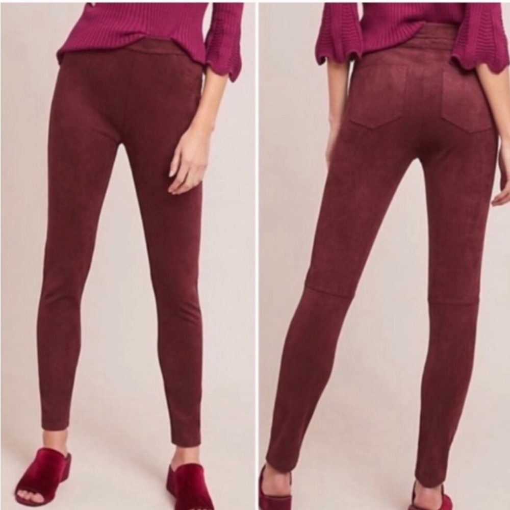 New Sanctuary by Anthropologie stretch faux suede pants sz M in burgundy/merlot